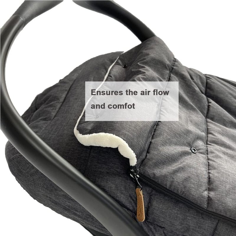 CozyMe Car Seat Cover+Carseat Bunting Bag Intergrated into 1,Waterproof Anti-Cold Winter Bassinet Stroller Car seat Sleeping Bag for Infant,0-12M - Image 5